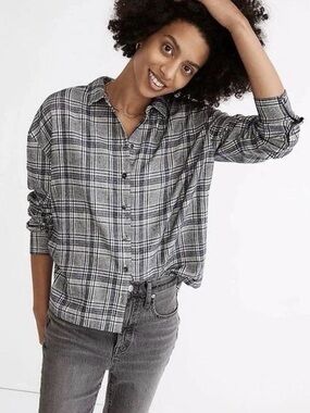 Madewell Blue Flannel Westlake Shirt Dublin Plaid Button size small